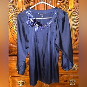 Chico's Midnight Blue Embellished Blouse